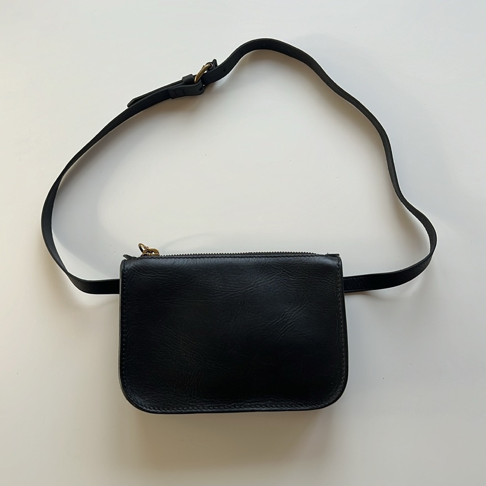 Madewell Black Leather Crossbody Belt Bag
